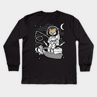 Astronaut Fishing Dogelon Mars ELON Coin To The Moon Crypto Token Cryptocurrency Blockchain Wallet Birthday Gift For Men Women Kids Kids Long Sleeve T-Shirt